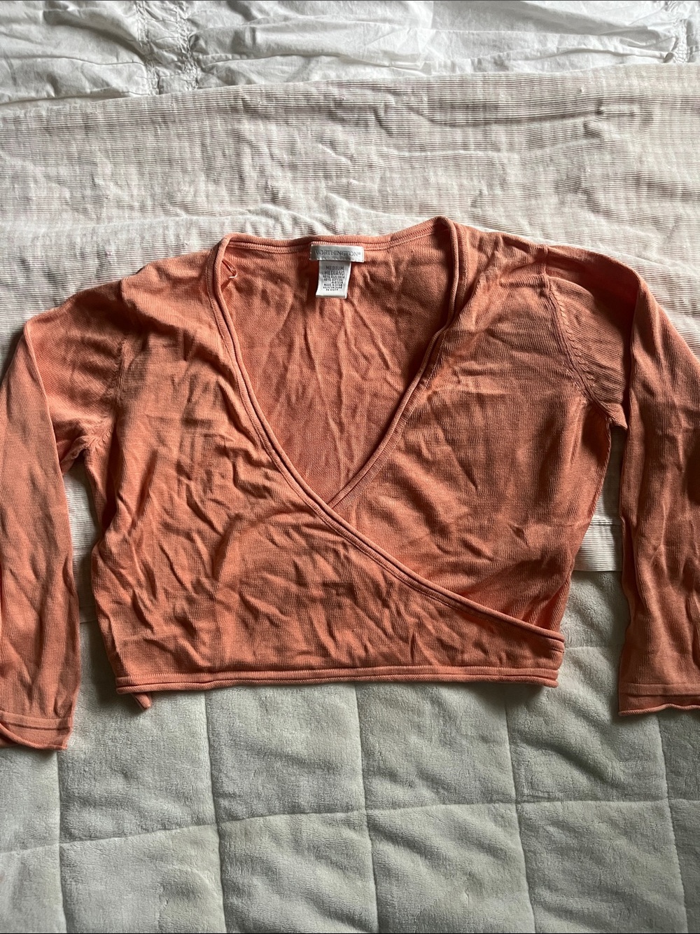 Worthington Peach Wrap-Style Cropped sweater